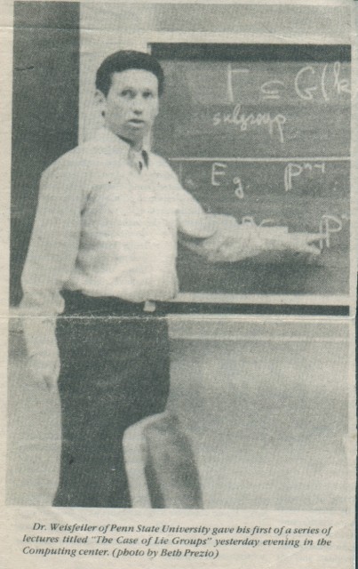 Boris Weisfeiler giving a lecture at the University of Notre Dame, IN, 1981