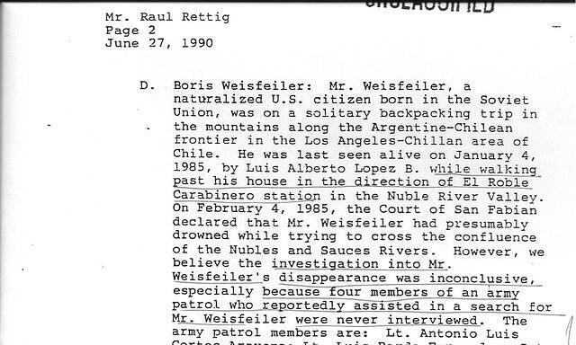 1990. The US document: Letter from the US Embassy to the Rettig Commission.