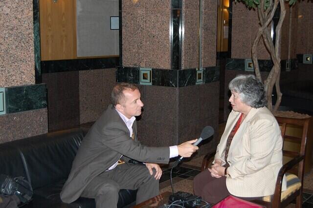 2008. The US Embassy, Santiago: after the press conference - interview with BBC correspondent Gideon Long, January 2008.