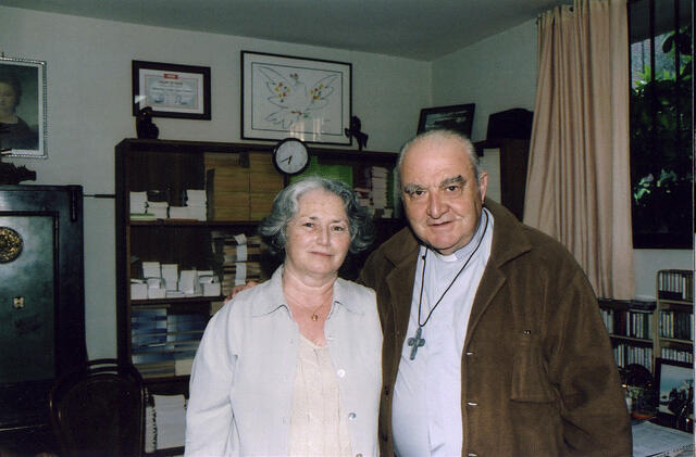 2002. Linares, Chile. A conversation about Colonia Dignidad's crimes was held with a local Bishop, Obispo de Linares, Carlos Camus Larenas.