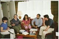 December 2000. Weisfeiler's family's first trip to Chile: meeting with attorney Hernan Fernandez (second R) and reporter Viviana Candia (C).