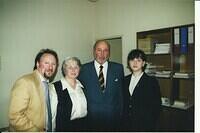 2000. Santiago, Chile. After the meeting with Judge Juan Guzman Tapia: Peter Kornbluh (L) Olga Weisfeiler, Judge Juan Guzman, and Anna Weisfeiler (R).