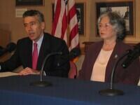 March 2004. Santiago, the U.S. Embassy: a news conference with Chargé d'Affaires Philip Goldberg and Olga Weisfeiler