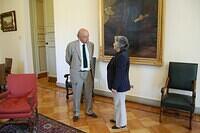 2008. Palacio de la Moneda. Olga Weisfeiler at the meeting with Secretary General of the Presidency Jose Antonio Viera-Galo (L)