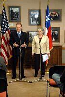 2007. The U.S. Ambassador Kelly and Olga Weisfeiler at Media Availability; the U.S. Embassy, Santiago, Chile, March 22, 2007