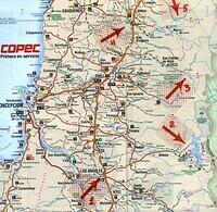 Map of the area where Boris Weisfeiler was hiking and disappeared on January 4 1985 ("Rutas de Chile 2002" Copec).